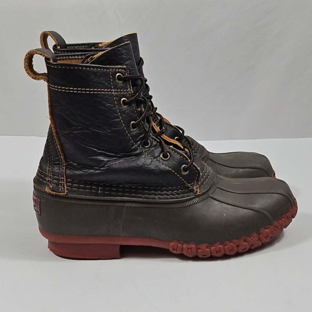 L.L. Bean Bison 8" Leather & Waterproof Rubber Lace Up Duck Boot Maine USA - Picture 5 of 16